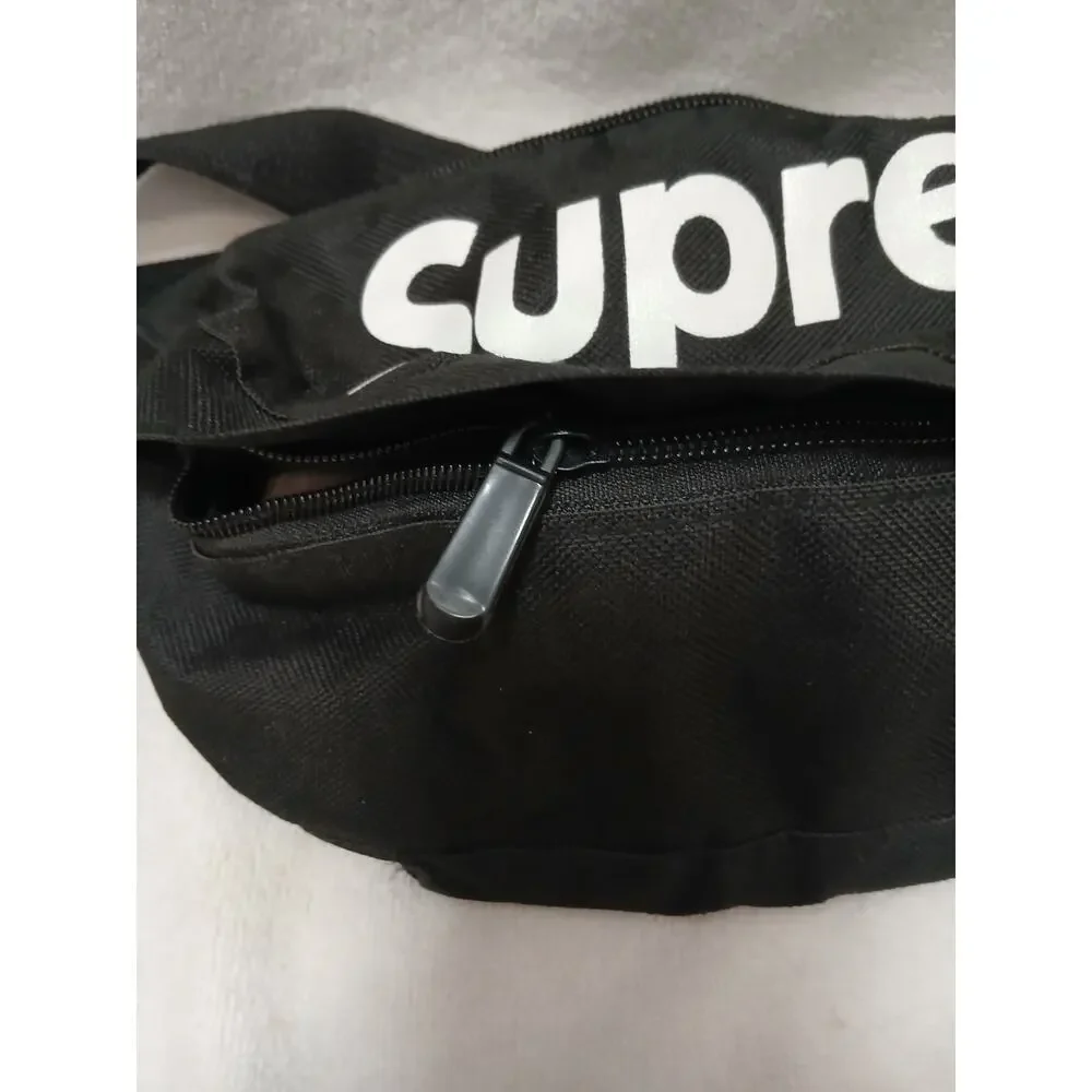 Supreme Fanny Pack Cross Body Bag Black Red Logo‎ See Missing Zipper Pull Sporty